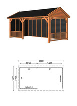 Trendhout | Buitenverblijf Zadeldak Betula L 6300 mm | Combinatie 3
